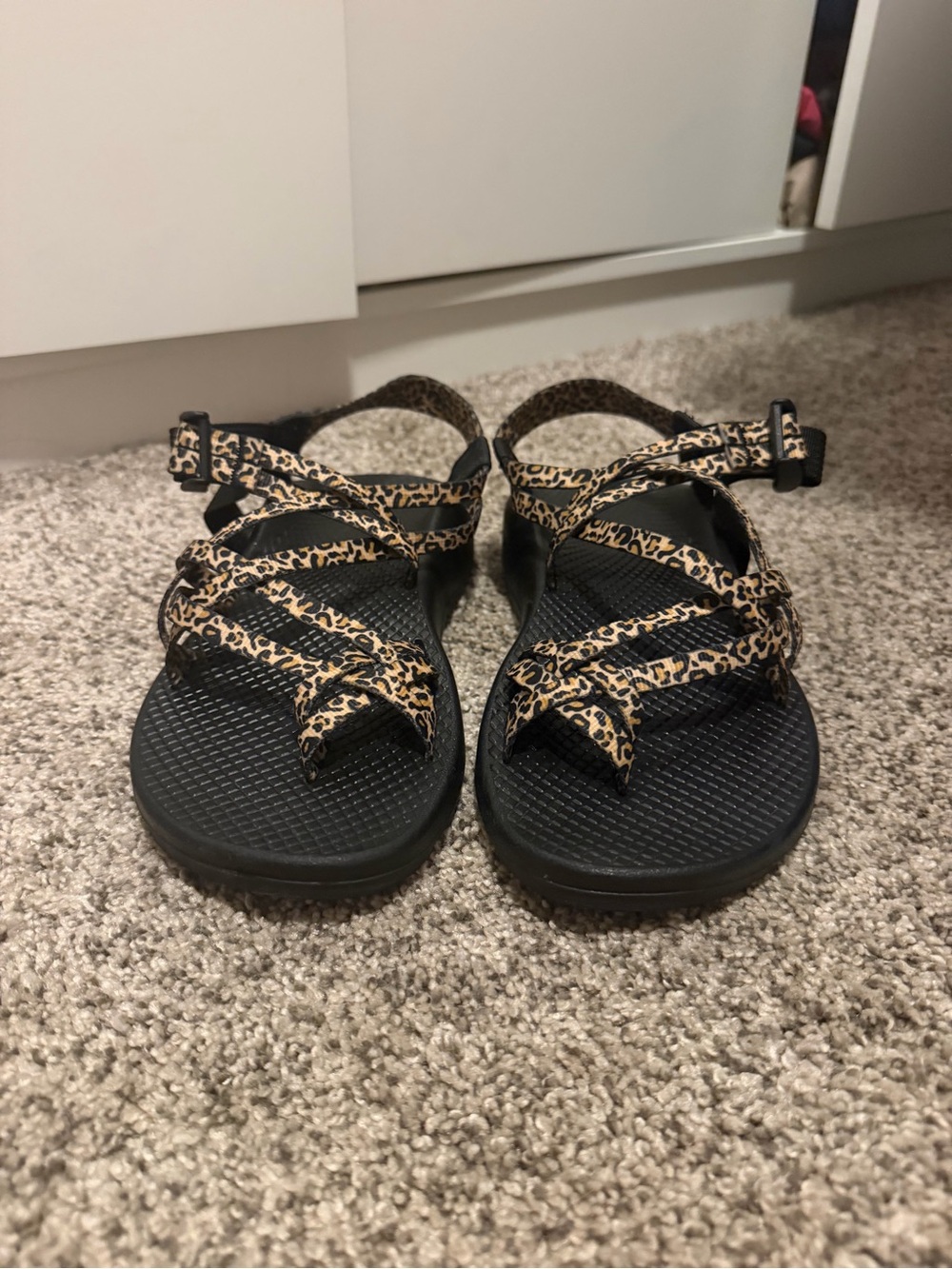 Chaco Women's Sandals - Black Footbed with Leopard-Print Straps